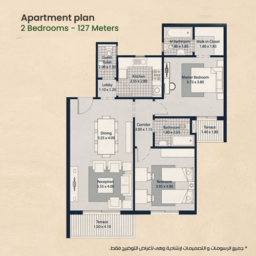 Fully finished 2 Bedrooms Apartment in Beta Greens - New Cairo